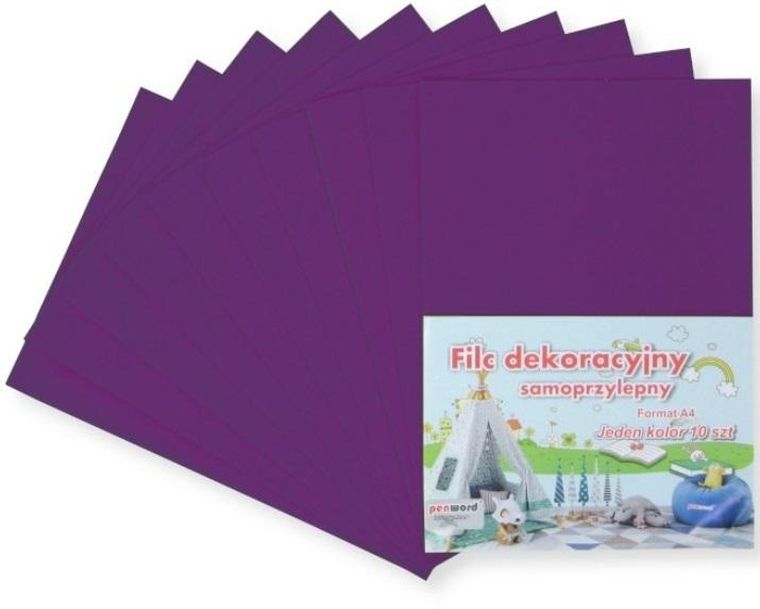 Penword, filc A4, samoprzylepny, fioletowy, 20-30 cm, 10 szt.