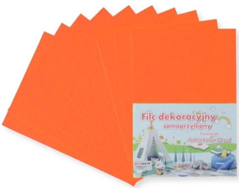 Penword, filc A4, samoprzylepny, pomarańczowy, 20-30 cm, 10 szt.