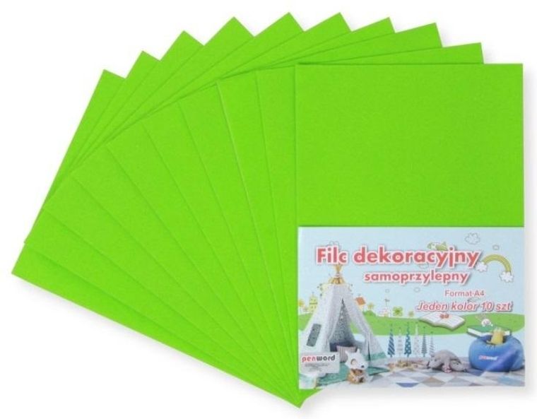 Penword, filc A4, samoprzylepny, zielony, 20-30 cm, 10 szt.