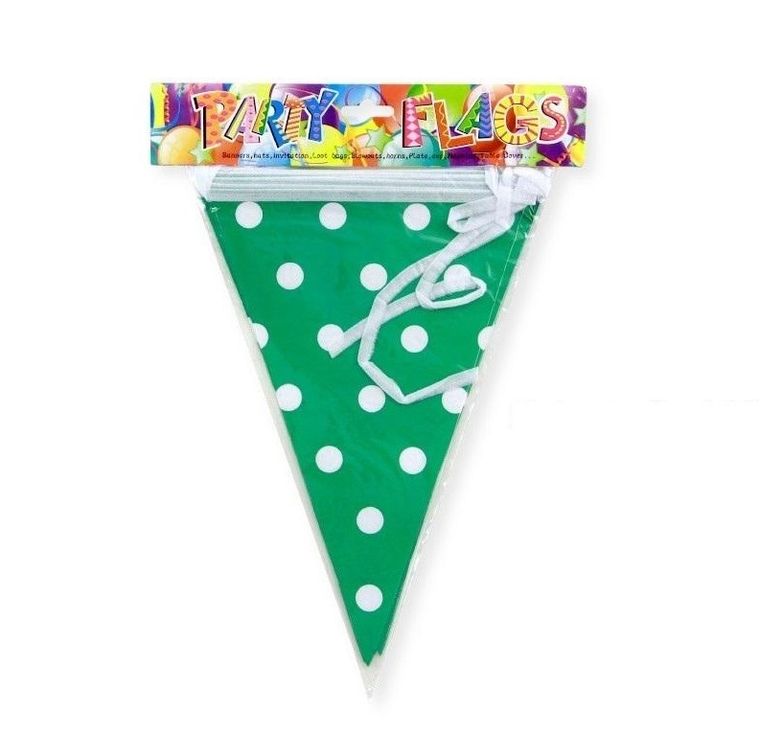 Penword, girlanda, flagi w kropki, zielona, 27.5 cm x 6 m