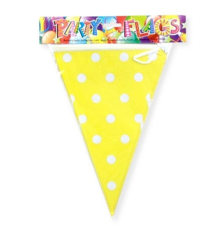 Penword, girlanda, flagi w kropki, żółta, 27.5 cm x 6 m