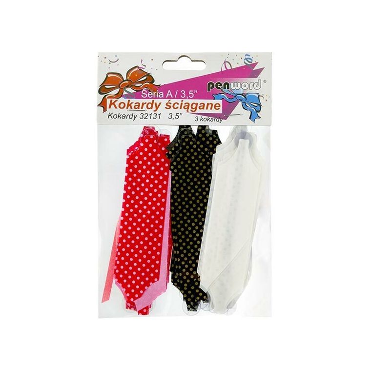 Penword, kokardy ściągane, kropki, 9 cm