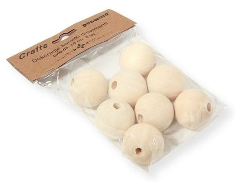 Penword, koraliki drewniane, 30 mm, 8 szt.
