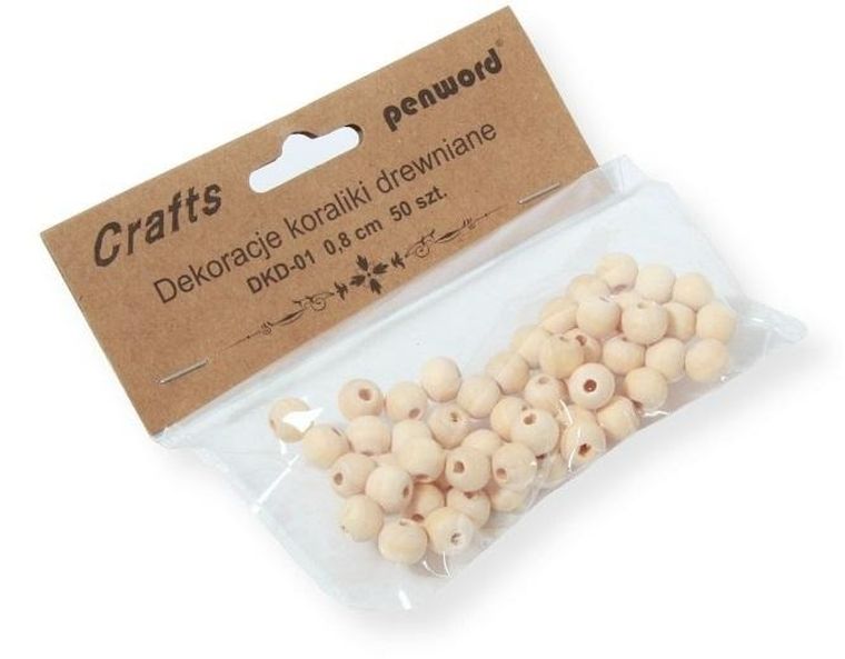 Penword, koraliki drewniane, 8 mm, 50 szt.