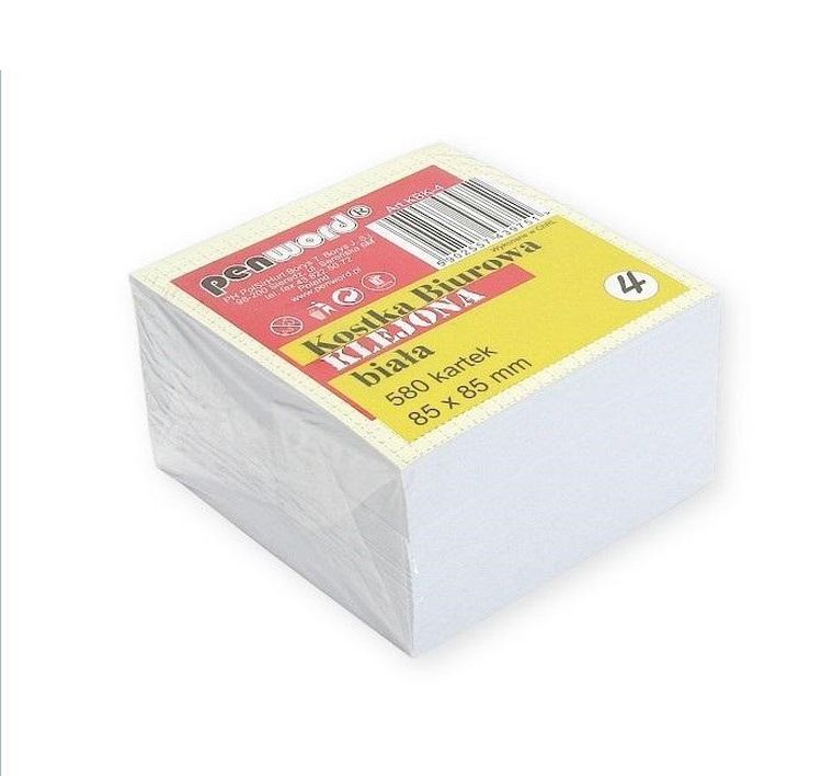 Penword, kostka biurowa, biała, 85-85 mm, 580 szt.