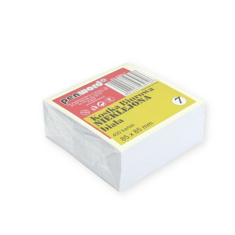 Penword, kostka biurowa nieklejona, biała, 85-85 mm, 400 szt.