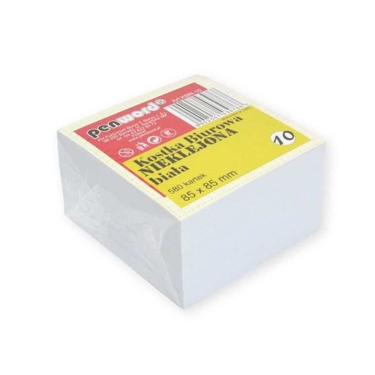 Penword, kostka biurowa nieklejona, biała, 85-85 mm, 580 szt.