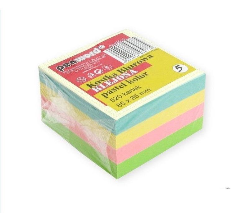 Penword, kostka biurowa, pastel, 85-85 mm, 520 szt.