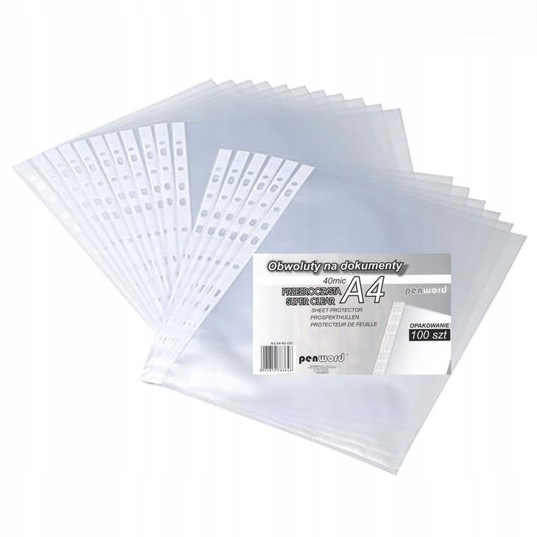 Penword, koszulki na dokumenty A4, 40 mic extra, 100 szt.