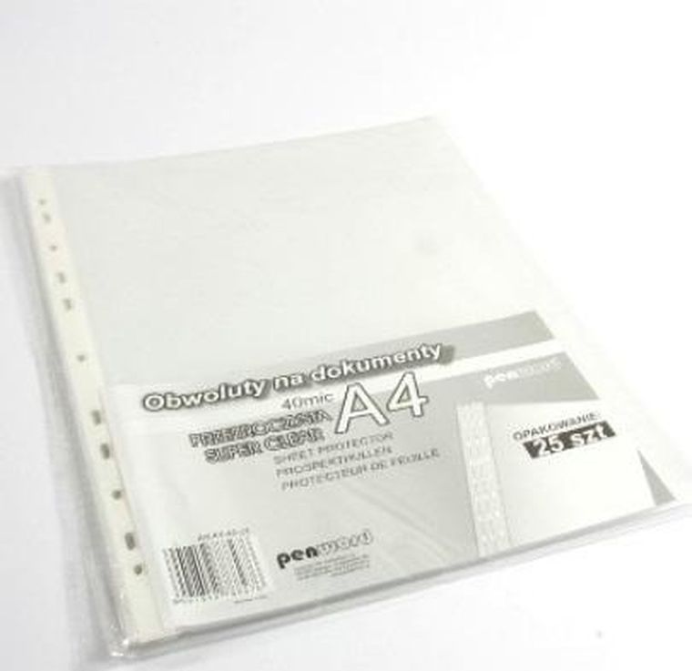Penword, koszulki na dokumenty, A4, 40 mic, krystaliczne, 25 szt.