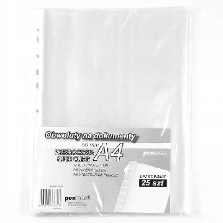 Penword, koszulki na dokumenty A4, 50 mic krystaliczne, 25 szt.