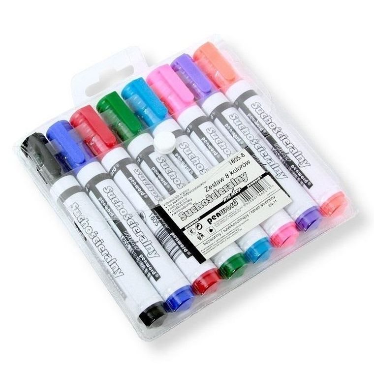 Penword, markery suchościeralne, 8 kolorów