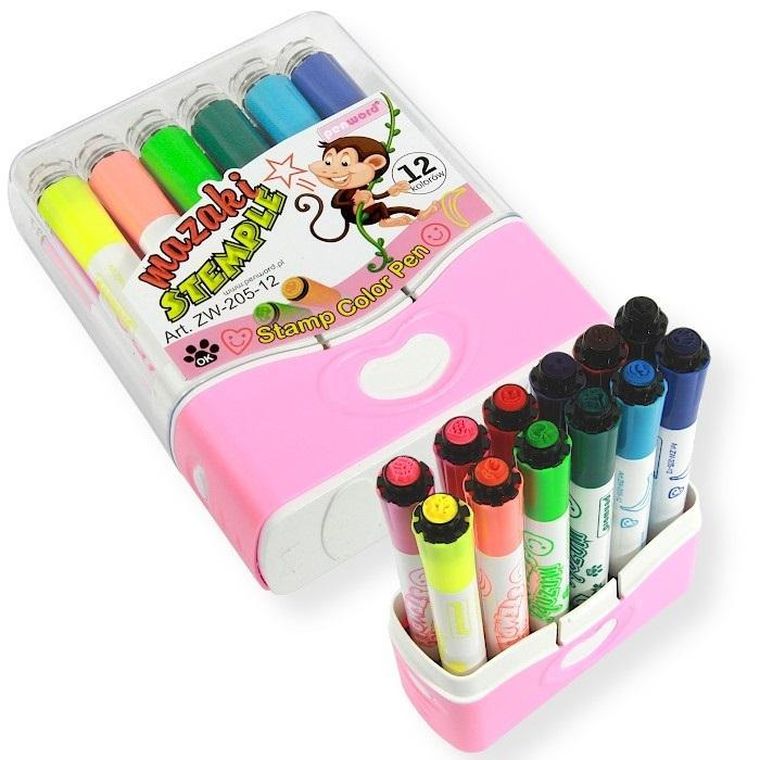 Penword, mazaki ze stemplami, 12 kolorów