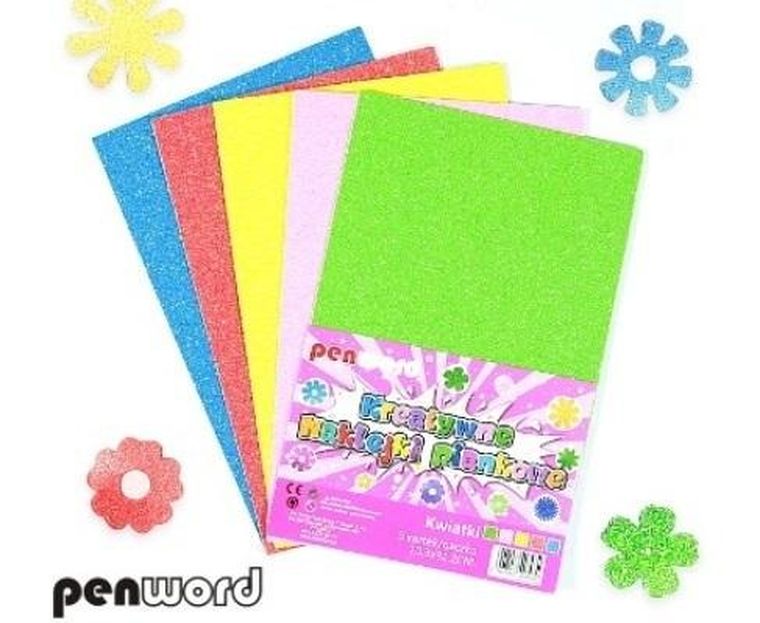 Penword, naklejki piankowe, kwiatki, 20,3-31,20 cm, 5 szt.