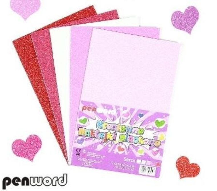 Penword, naklejki piankowe, serca, 20,3-31,20 cm, 5 szt.