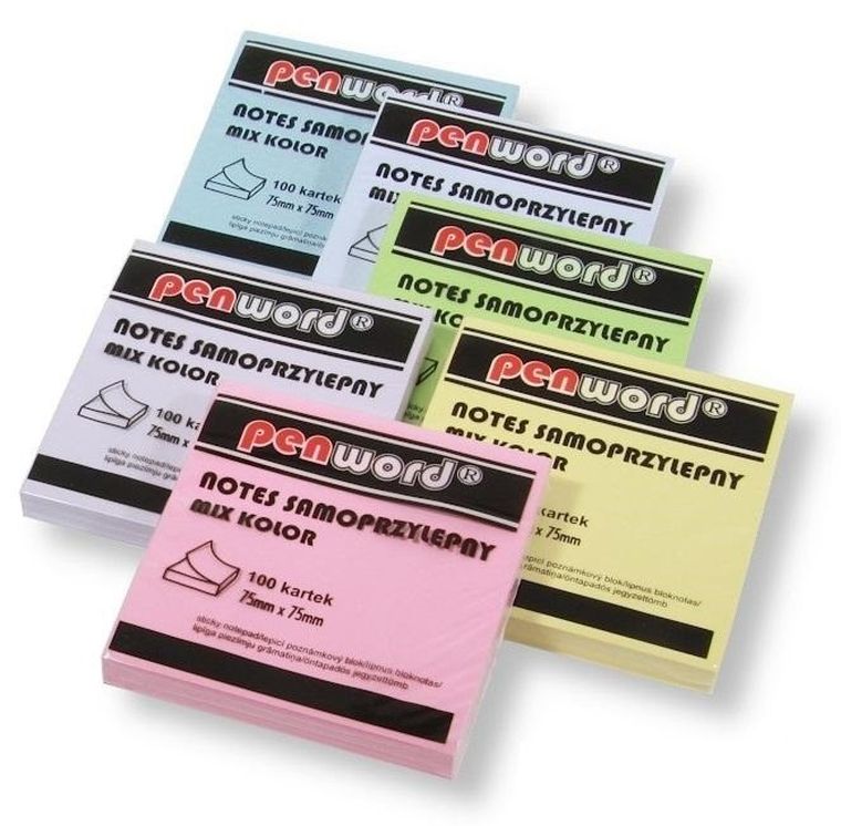 Penword, notes samoprzylepny, pastel, 100 kartek, 75-75 mm