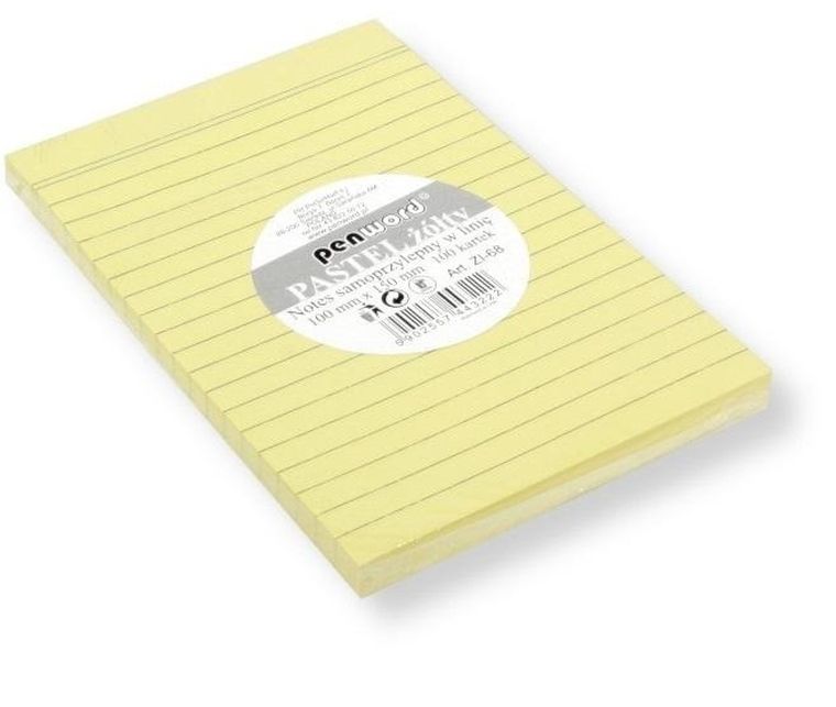 Penword, notes samoprzylepny, w linię, pastel, 100 kartek, 100-150 mm