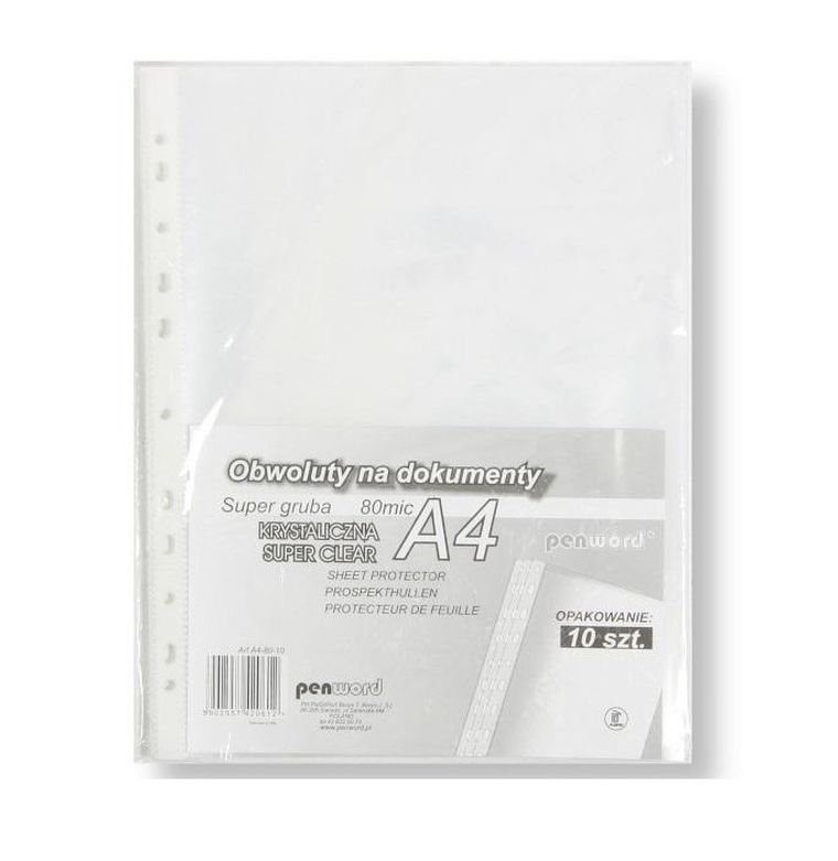 Penword, obwoluta A4, 80 mic, krystaliczna, 10 szt.