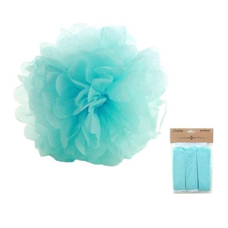 Penword, ozdoba papierowa pompon, lazurowa, 25 cm, 3 szt.