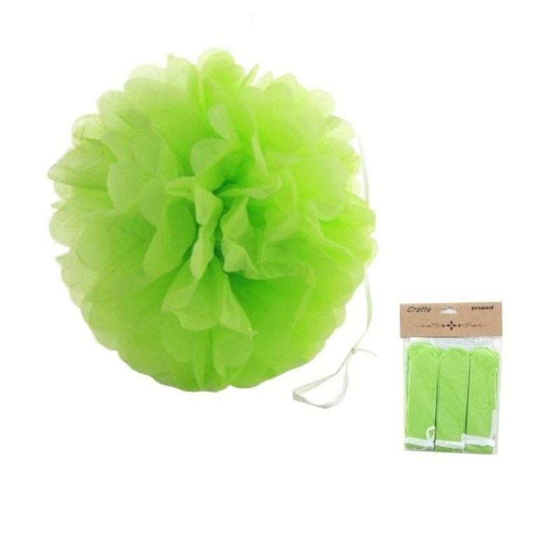 Penword, ozdoba papierowa pompon, zielona, 25 cm, 3 szt.