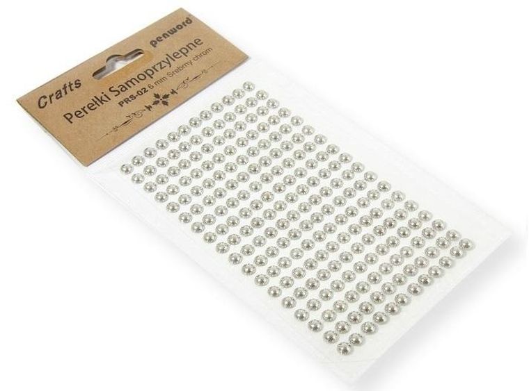 Penword, perełki samoprzylepne, srebrny chrom, 6 mm