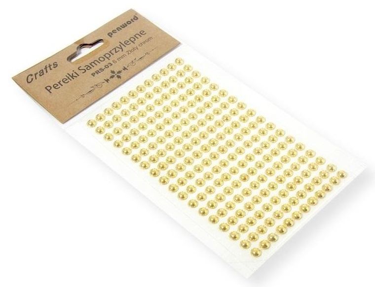 Penword, perełki samoprzylepne, złoty chrom, 6 mm