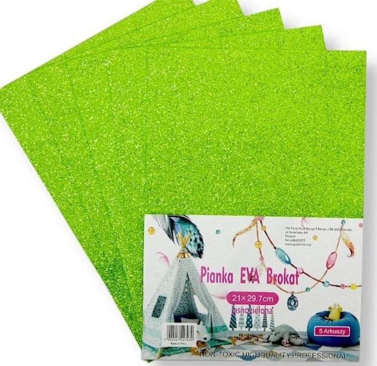 Penword, pianka brokatowa, jasnozielona, 21-29.7 cm, 5 szt.