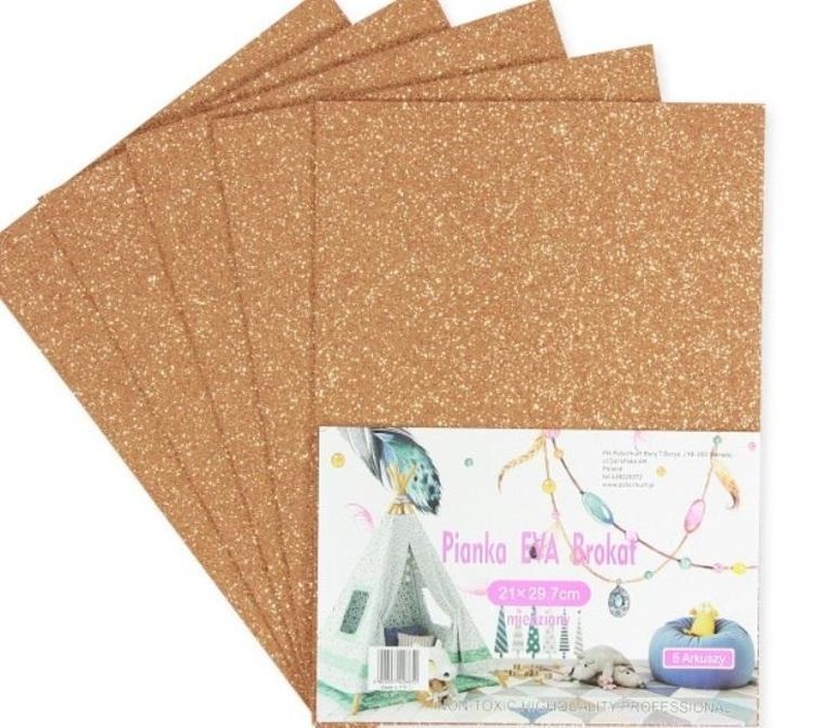 Penword, pianka brokatowa, miedziana, 21-29,7 cm, 5 szt.