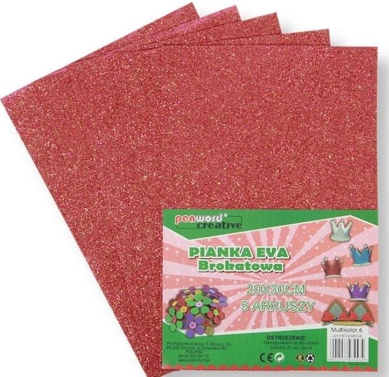 Penword, pianka czerwona, brokat, 20-30, 5 szt.