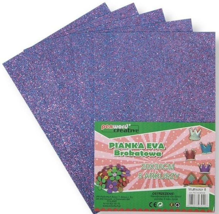 Penword, pianka fioletowa, brokat, 20-30, 5 szt.