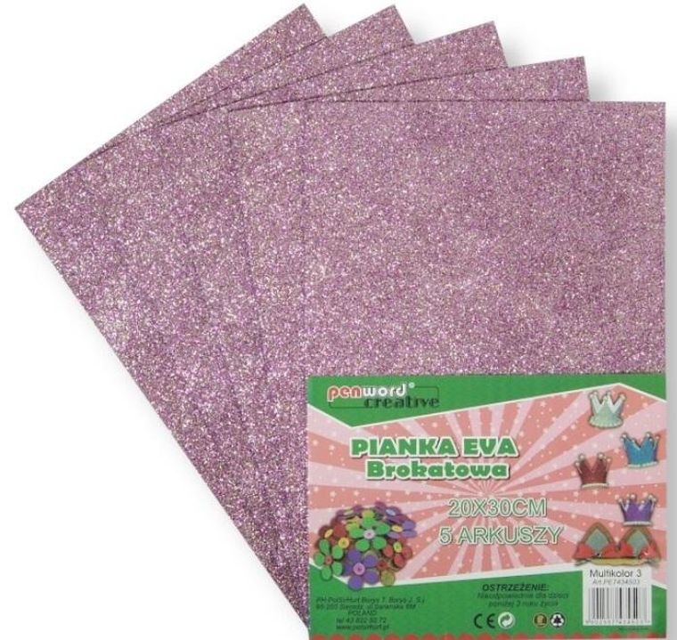 Penword, pianka różowa, brokat, 20-30, 5 szt.