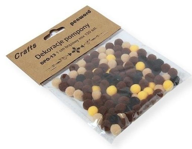 Penword, pompony, 1 cm, brązowy, 120 szt.