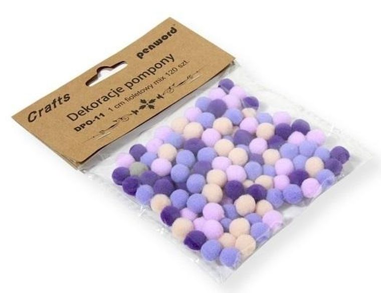 Penword, pompony, 1 cm, fioletowy, 120 szt.