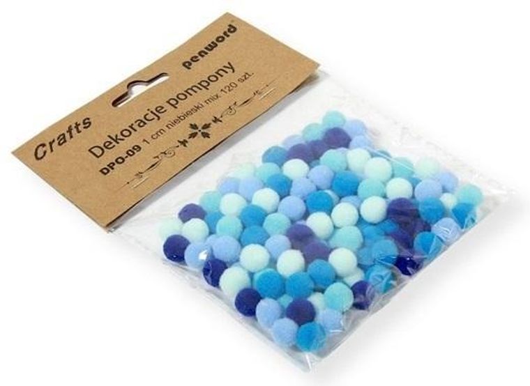 Penword, pompony, 1 cm, niebieski, 120 szt.
