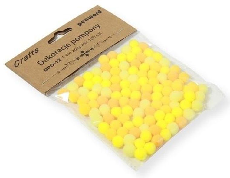 Penword, pompony, żółty, 1 cm, 120 szt.