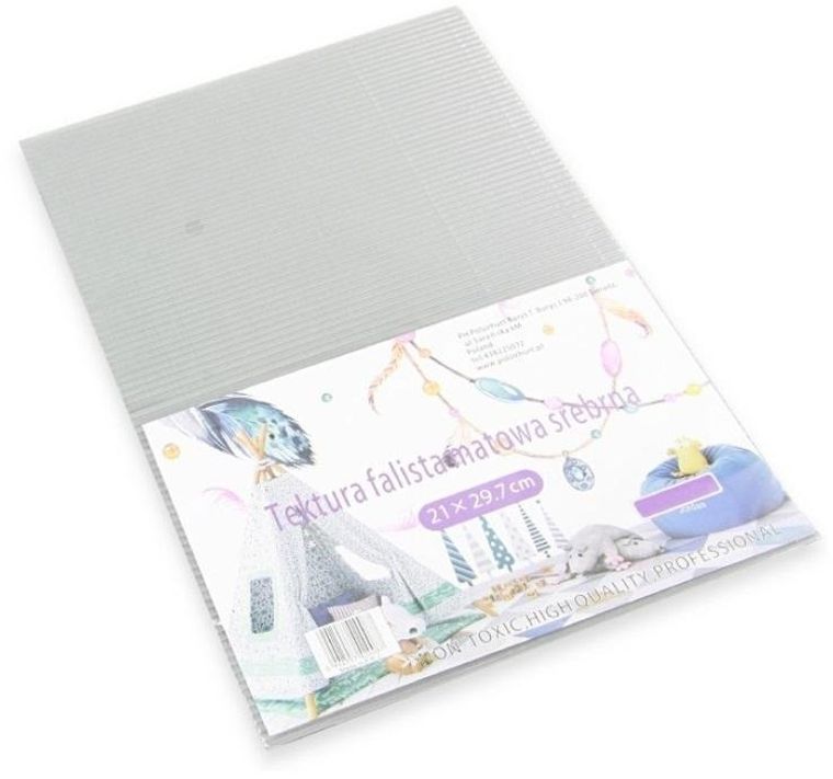 Penword, tektura A4, falista, matowa srebrna, 5 szt.