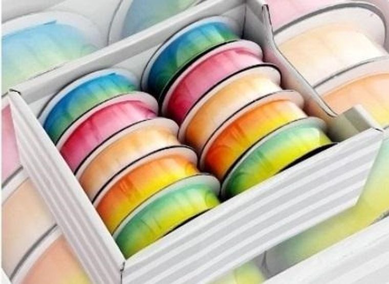 Penword, wstążka ozdobna, tęczowa, 25 mm x 2 m, 10 szt.