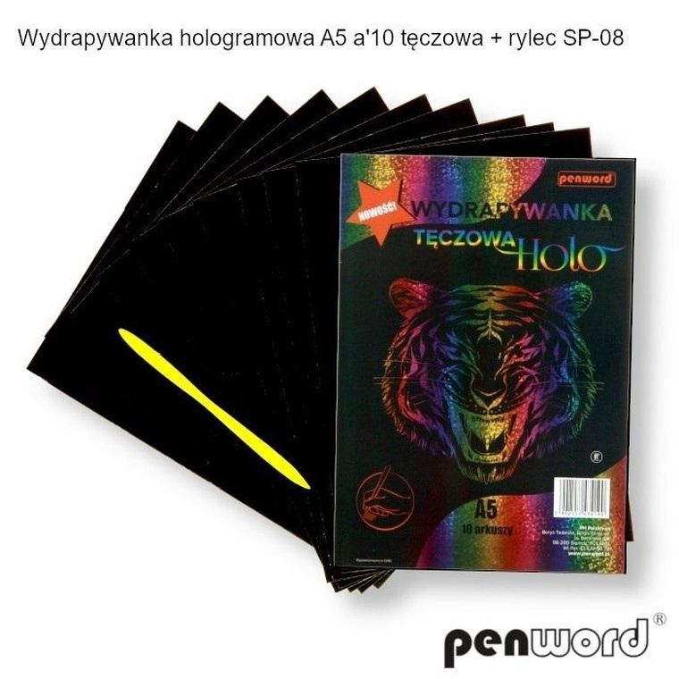 Penword, wydrapywanka hologramowa, tęczowa, A5
