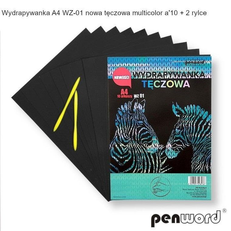 Penword, wydrapywanka, tęczowa, A4, 10 arkuszy