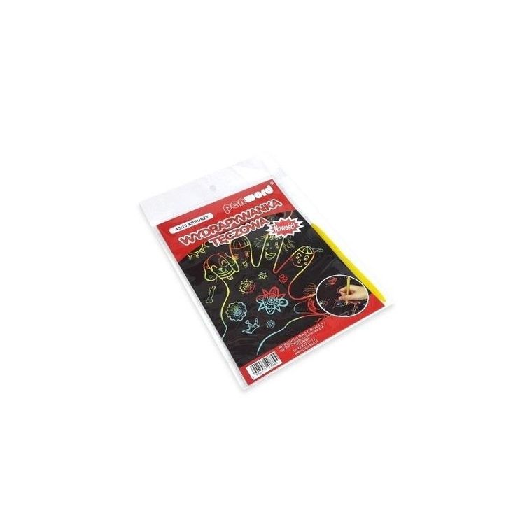 Penword, wydrapywanka, tęczowa, A5, 10 arkuszy + 2 rylce