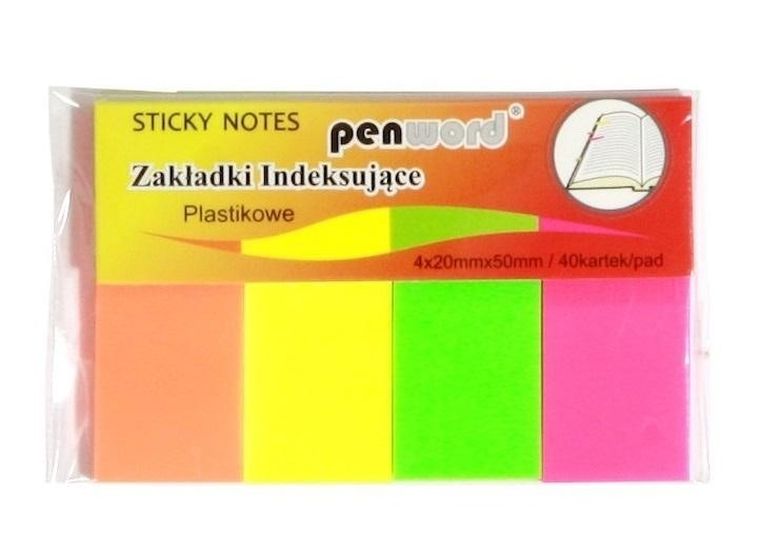 Penword, zakładki indeksujące, plastikowe, 20-50 mm, 4-40 szt.