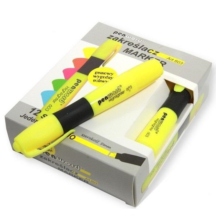 Penword, zakreślacz, żółty, 12 szt.