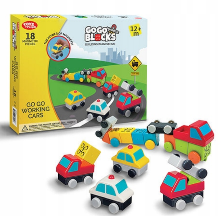 People Blocks, Ruchome Samochody, klocki magnetyczne, 18 elementów