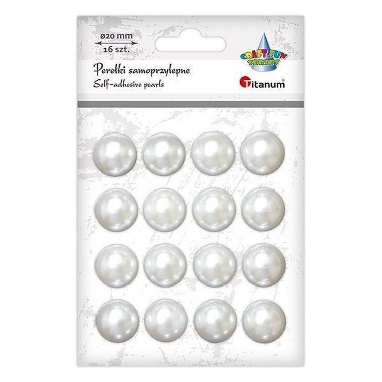 Perełki samoprzylepne, perłowe, 20 mm