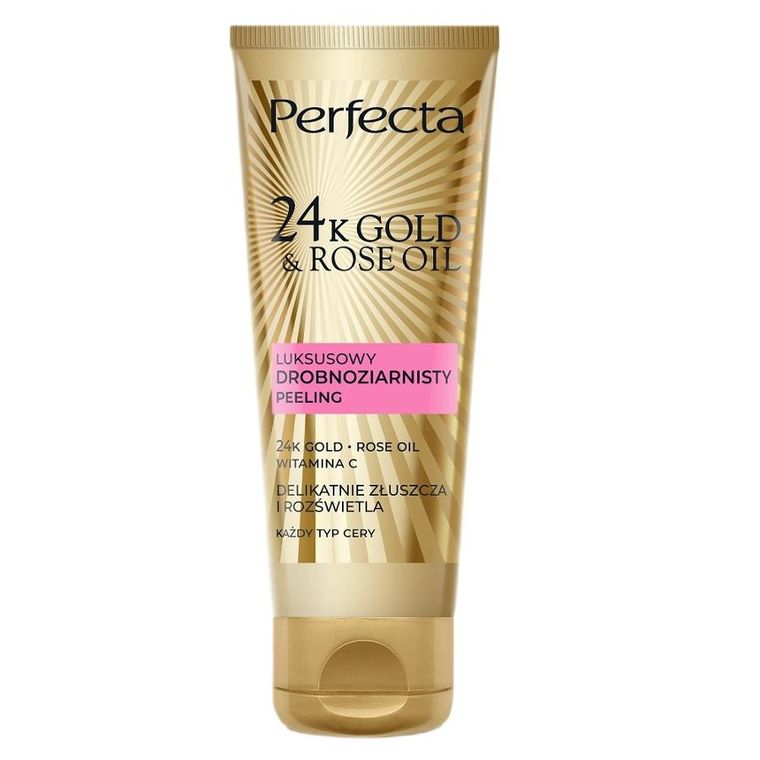 Perfecta, 24K Gold & Rose Oil luksusowy, drobnoziarnisty peeling do twarzy, 75g
