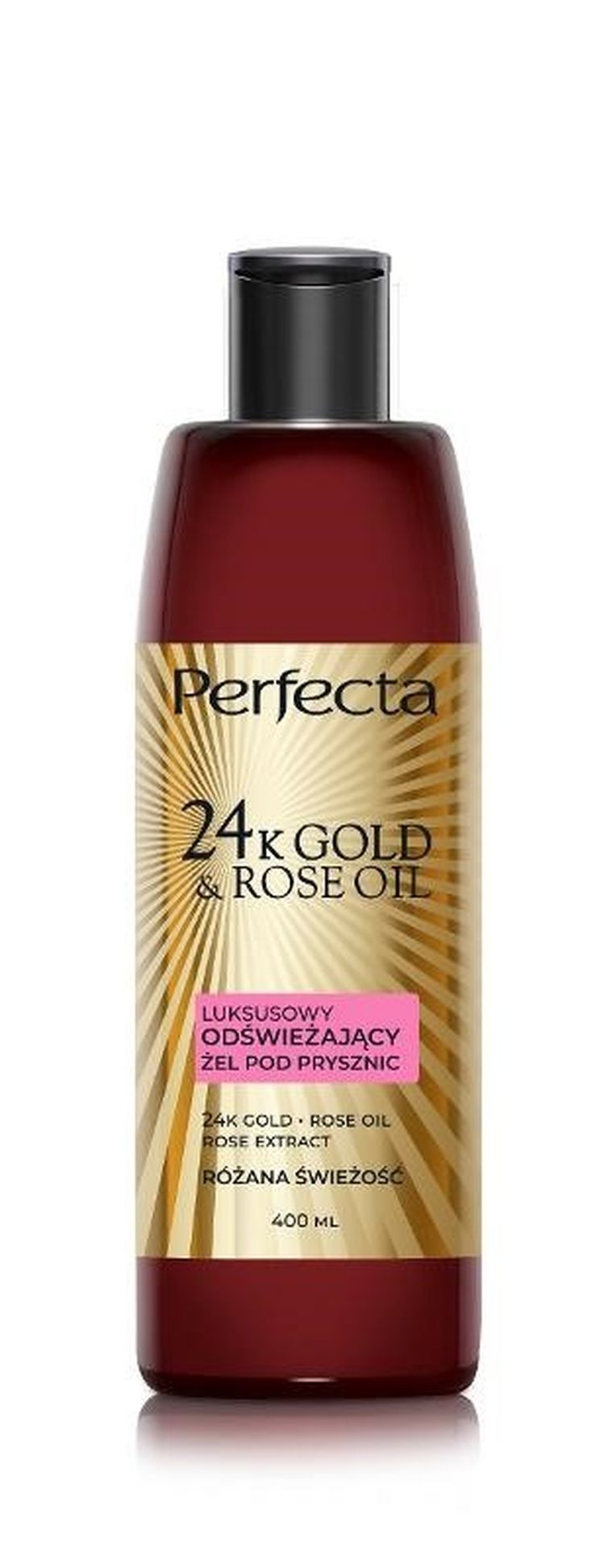 Perfecta 24k Gold&Rose Oil, luksusowy odświeżający żel pod prysznic, 400 ml