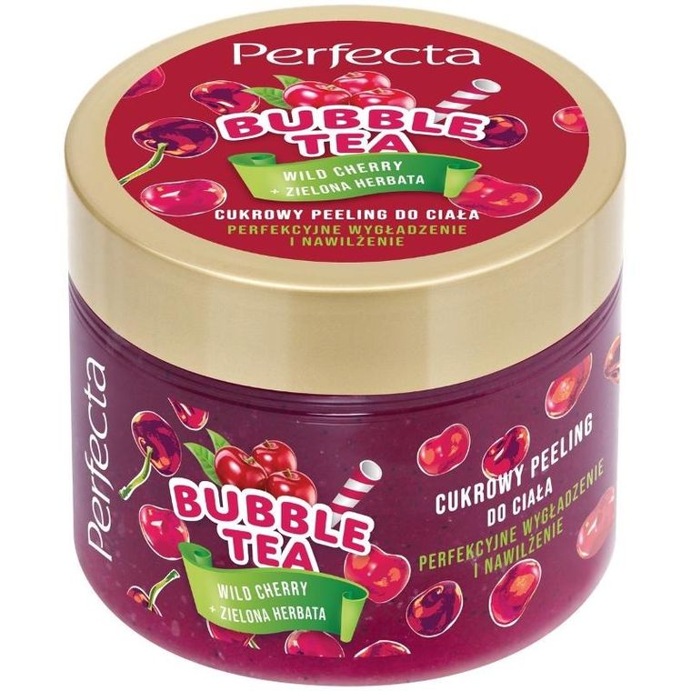 Perfecta, Bubble Tea, peeling cukrowy do ciała, wild cherry, 300g