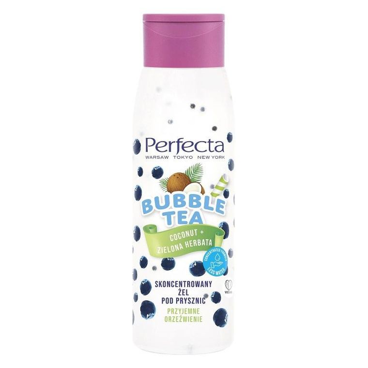 Perfecta, Bubble Tea, skoncentrowany żel pod prysznic, Coconut + zielona herbata, 400 ml