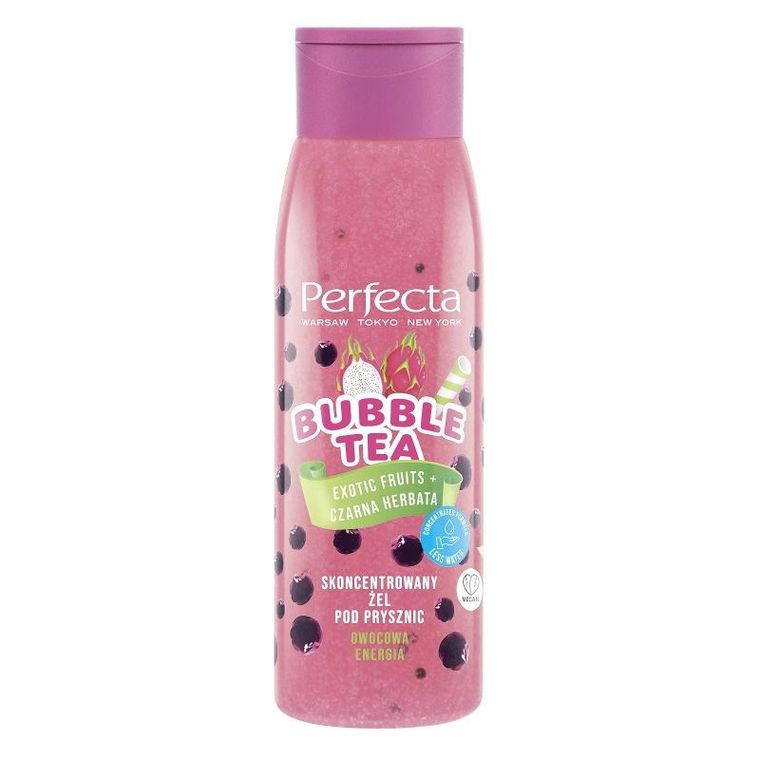 Perfecta, Bubble Tea, skoncentrowany żel pod prysznic, Exotic Fruits + czarna herbata, 400 ml