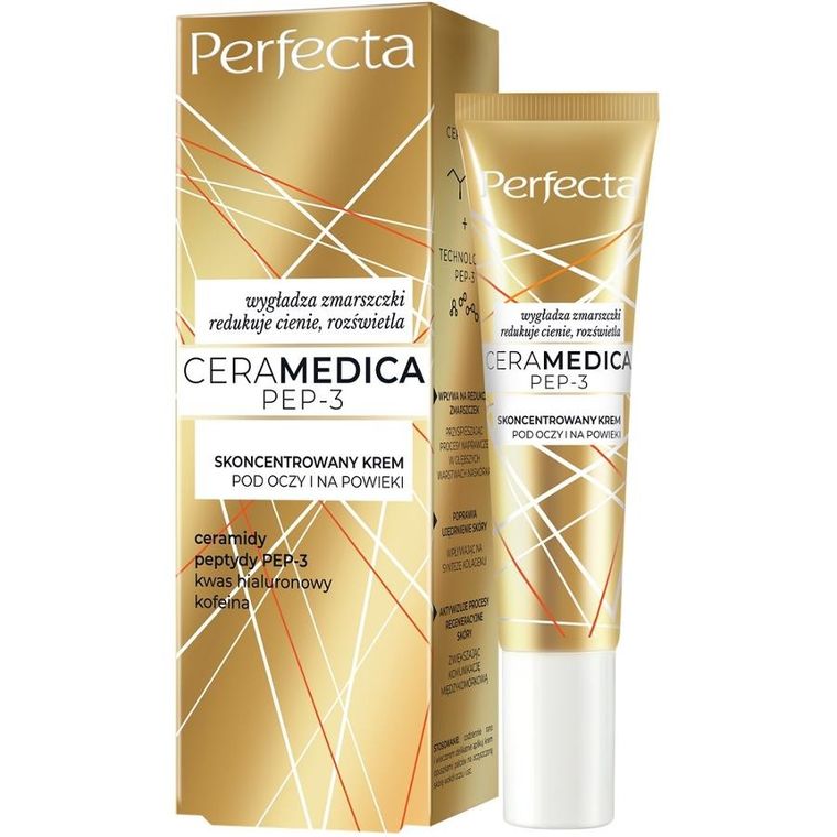 Perfecta, Ceramedica Pep-3, skoncentrowany krem pod oczy i na powieki, 15 ml